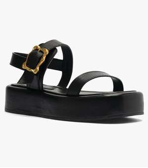 SCHUTZ Black Wavy Flatform Platform Western Boho Casual Strappy Sandals-8